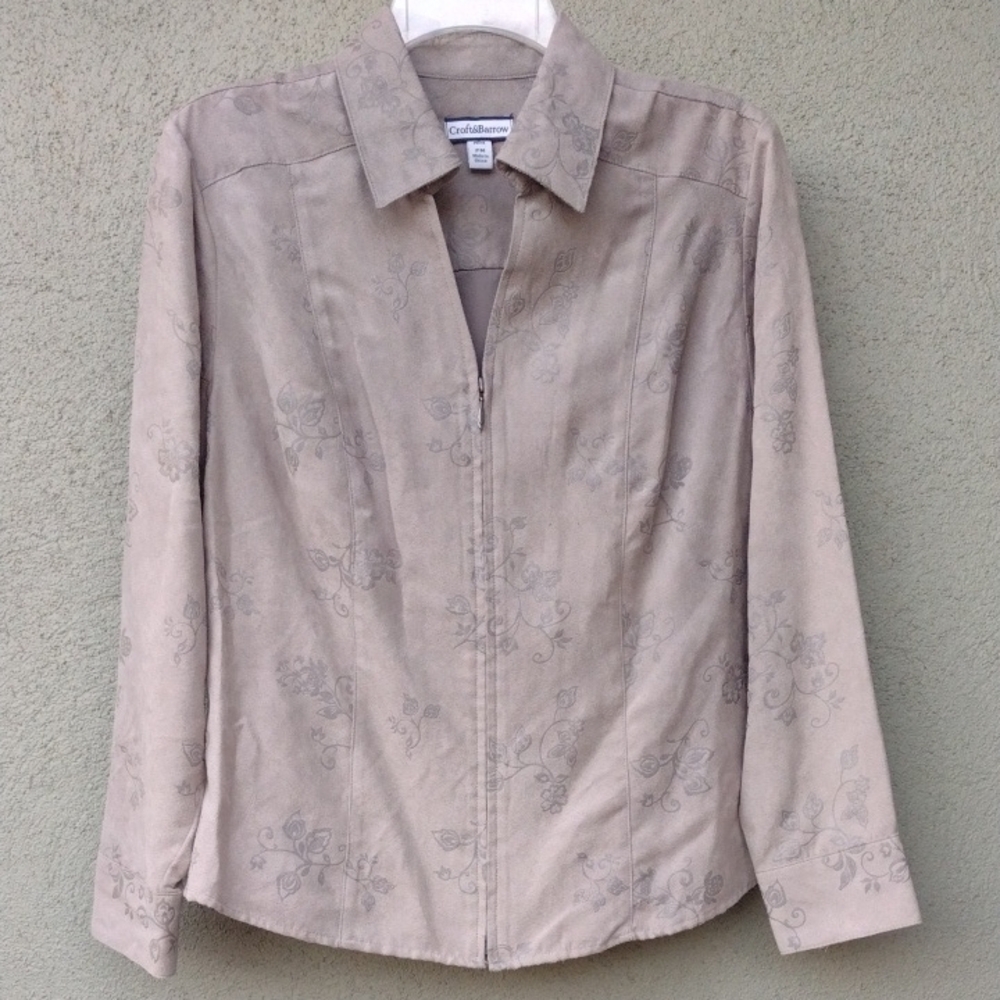 Croft & Barrow Zip Microsuede Shirt-Jacket Women's Petite Medium